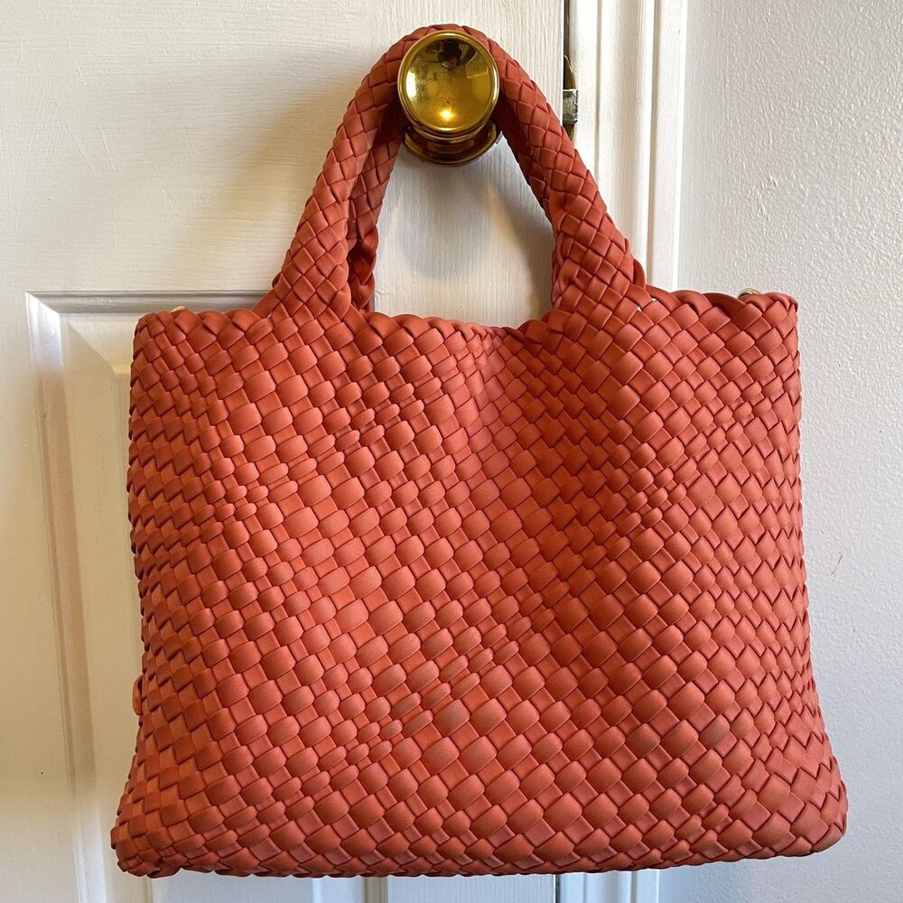 Woven Coral Tote Bag -Reposh